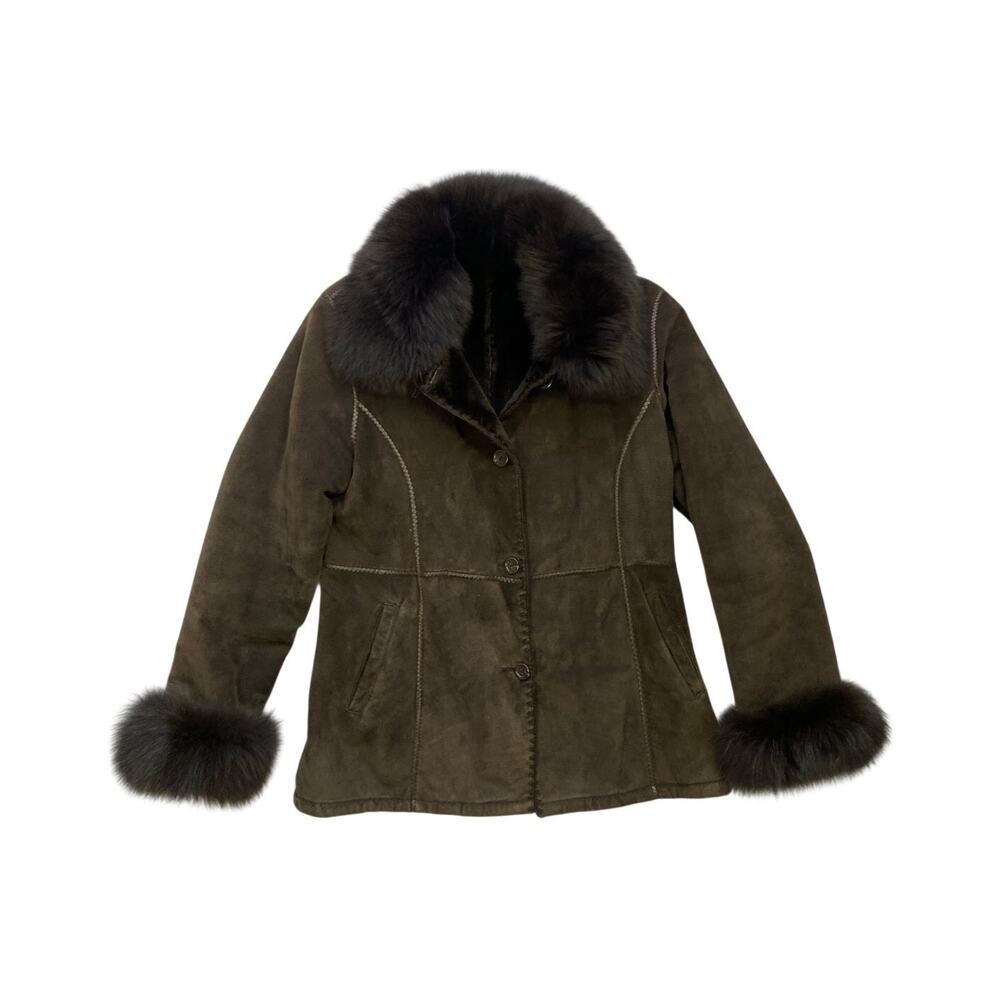 Marvin Richards Brown Suede Jacket w Fur Trim